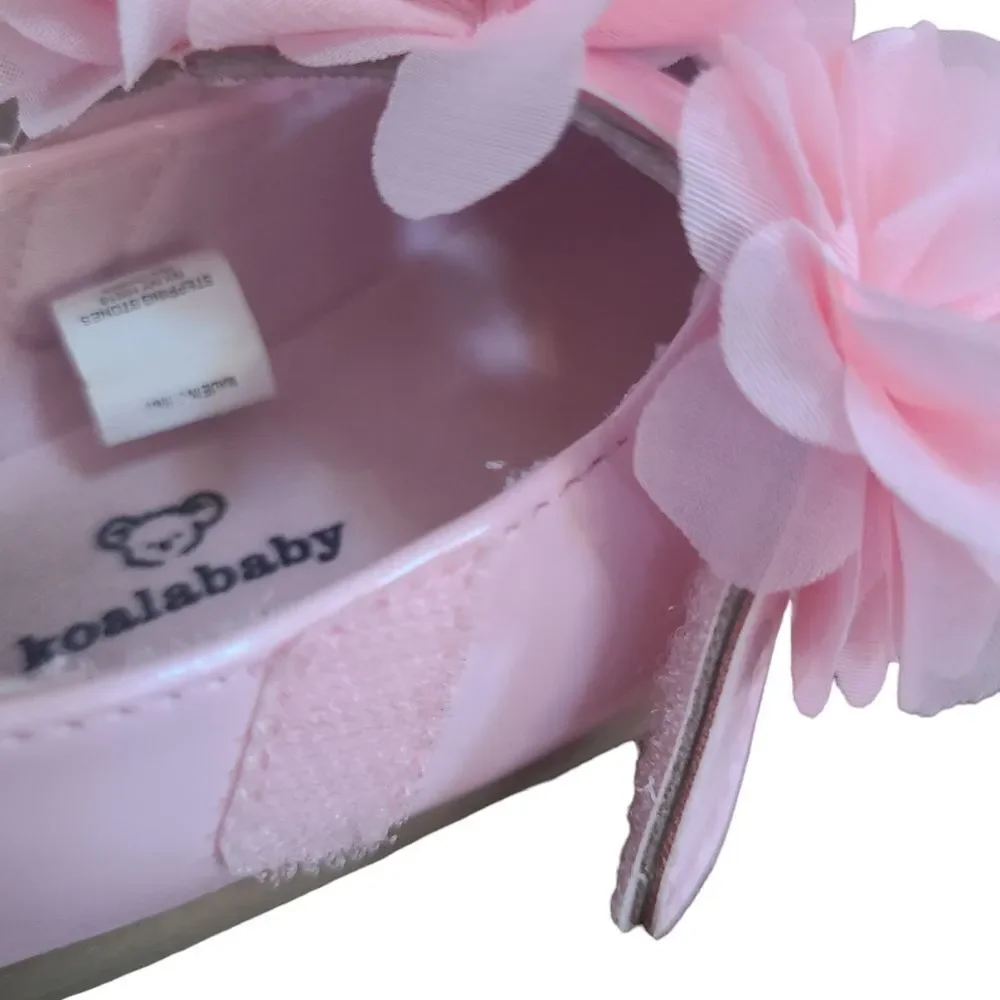 Koala Baby Shoes Dress Pink‎ Patent Leather With Fabric Roses Sz 4 NWOT
